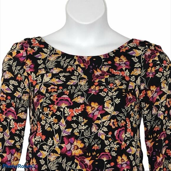 H&M Divided Y2K Floral Mini Dress Bell Sleeves Drop Waist Size 4 Vintage Retro - Picture 7 of 15